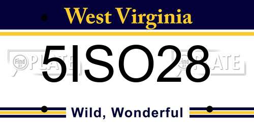 5ISO28 West Virginia License Plate