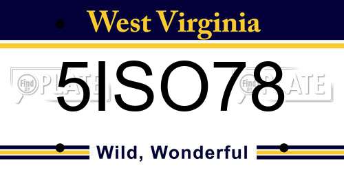 5ISO78 West Virginia License Plate