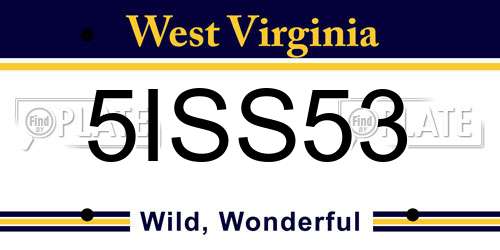 5ISS53 West Virginia License Plate