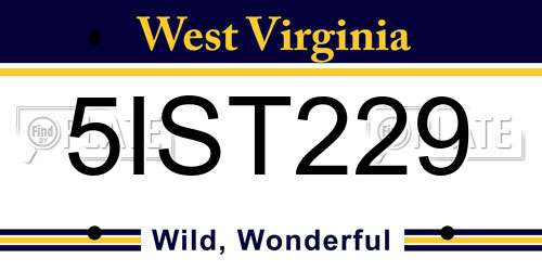 5IST229 West Virginia License Plate