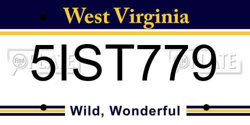 5IST779 West Virginia License Plate