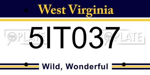5IT037 West Virginia License Plate