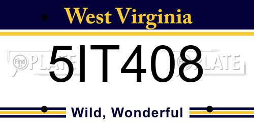 5IT408 West Virginia License Plate