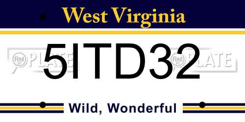 5ITD32 West Virginia License Plate