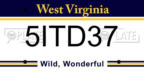 5ITD37 West Virginia License Plate