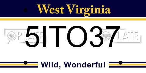 5ITO37 West Virginia License Plate