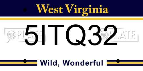 5ITQ32 West Virginia License Plate