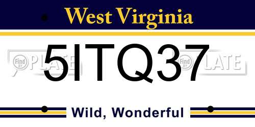 5ITQ37 West Virginia License Plate