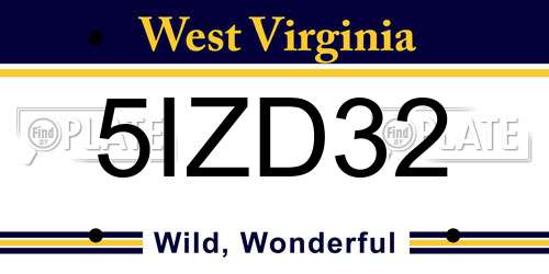 5IZD32 West Virginia License Plate
