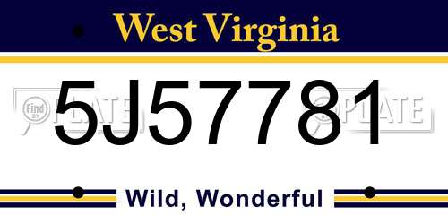 5J57781 West Virginia License Plate