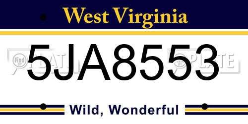 5JA8553 West Virginia License Plate