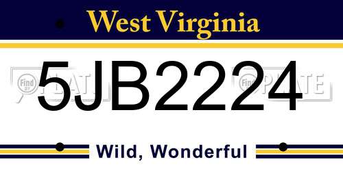 5JB2224 West Virginia License Plate
