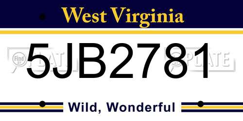 5JB2781 West Virginia License Plate