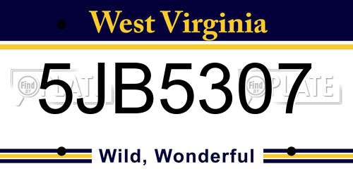 5JB5307 West Virginia License Plate