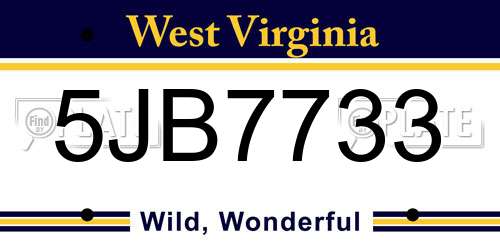 5JB7733 West Virginia License Plate