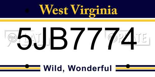 5JB7774 West Virginia License Plate