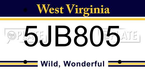 5JB805 West Virginia License Plate