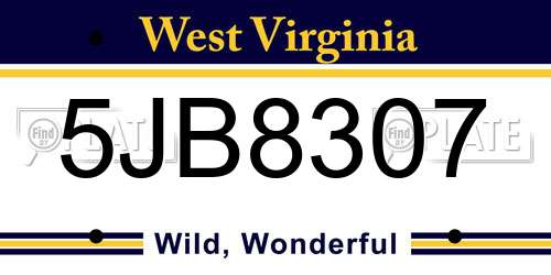 5JB8307 West Virginia License Plate