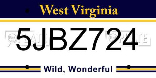 5JBZ724 West Virginia License Plate