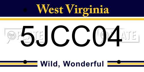 5JCC04 West Virginia License Plate