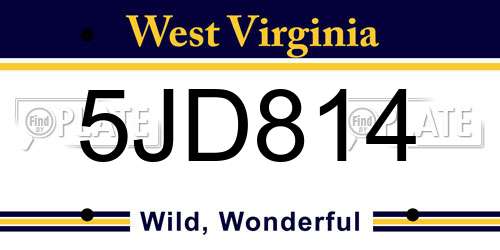 5JD814 West Virginia License Plate