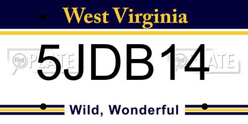5JDB14 West Virginia License Plate