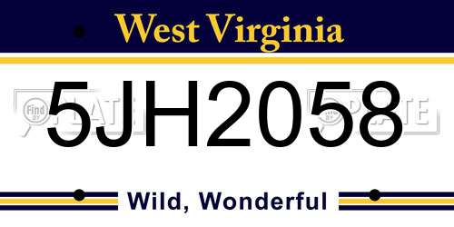 5JH2058 West Virginia License Plate
