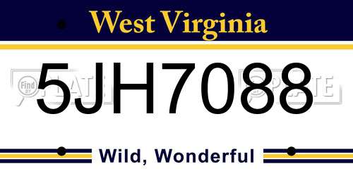 5JH7088 West Virginia License Plate