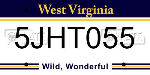 5JHT055 West Virginia License Plate