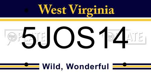 5JOS14 West Virginia License Plate