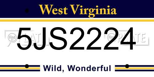 5JS2224 West Virginia License Plate