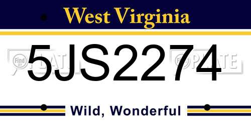 5JS2274 West Virginia License Plate