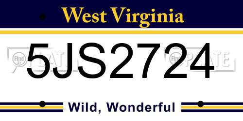 5JS2724 West Virginia License Plate