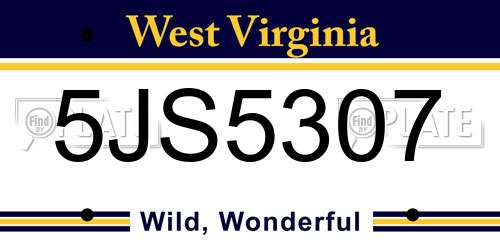 5JS5307 West Virginia License Plate