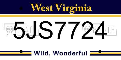 5JS7724 West Virginia License Plate
