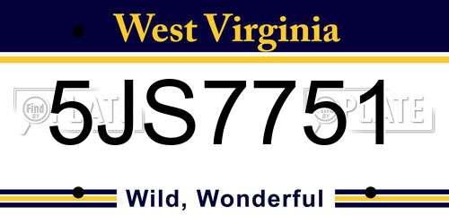 5JS7751 West Virginia License Plate