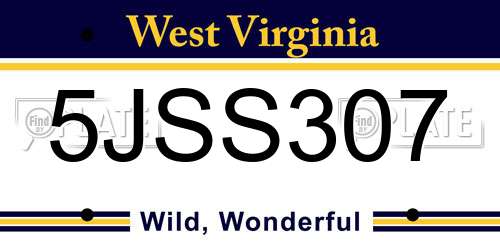 5JSS307 West Virginia License Plate