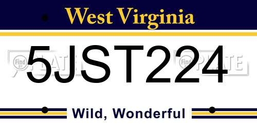 5JST224 West Virginia License Plate
