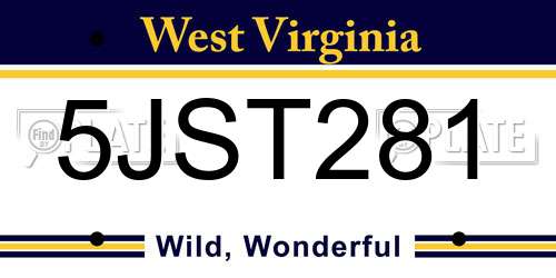 5JST281 West Virginia License Plate