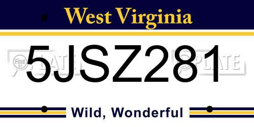 5JSZ281 West Virginia License Plate