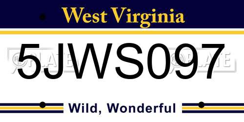 5JWS097 West Virginia License Plate