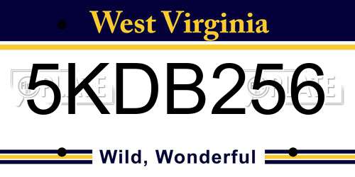 5KDB256 West Virginia License Plate