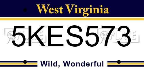 5KES573 West Virginia License Plate