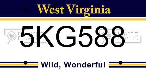 5KG588 West Virginia License Plate