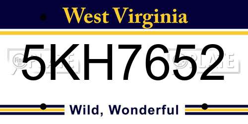 5KH7652 West Virginia License Plate