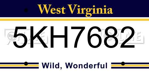 5KH7682 West Virginia License Plate