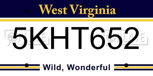 5KHT652 West Virginia License Plate