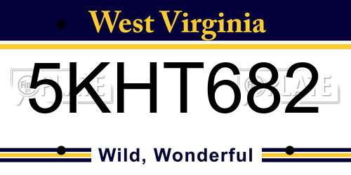 5KHT682 West Virginia License Plate