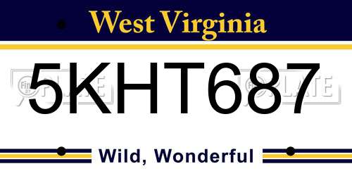 5KHT687 West Virginia License Plate