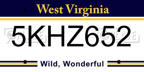 5KHZ652 West Virginia License Plate